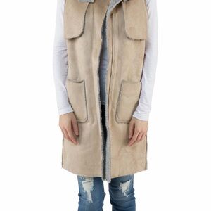 J.O.A sleeveless faux suede vest size M beije and gray